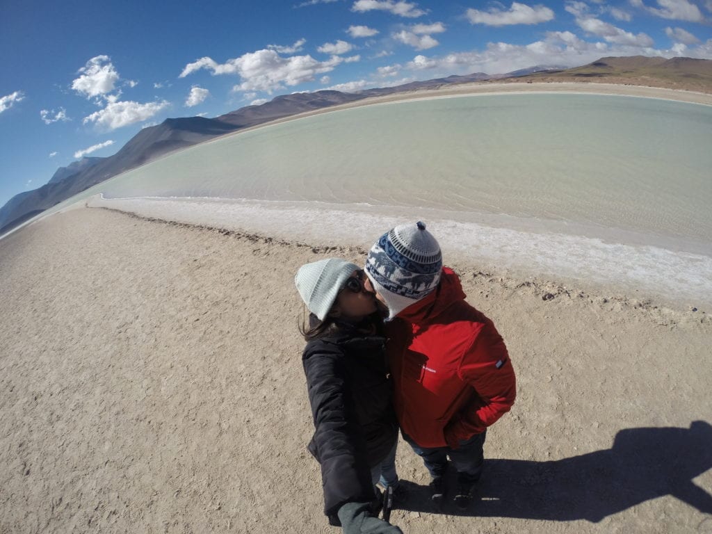 Estava frio demais, mas tudo era tão lindo! Piedras Rojas - deserto do Atacama